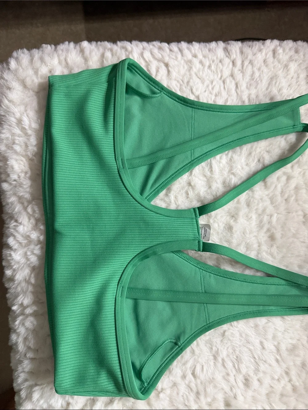 ALO Yoga Green Ribbed V-Neck Sports Bra